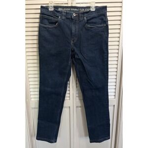 Duluth Trading Co Ballroom Double Flex Dark Denim Jeans Mens 34x32 Logo EUC